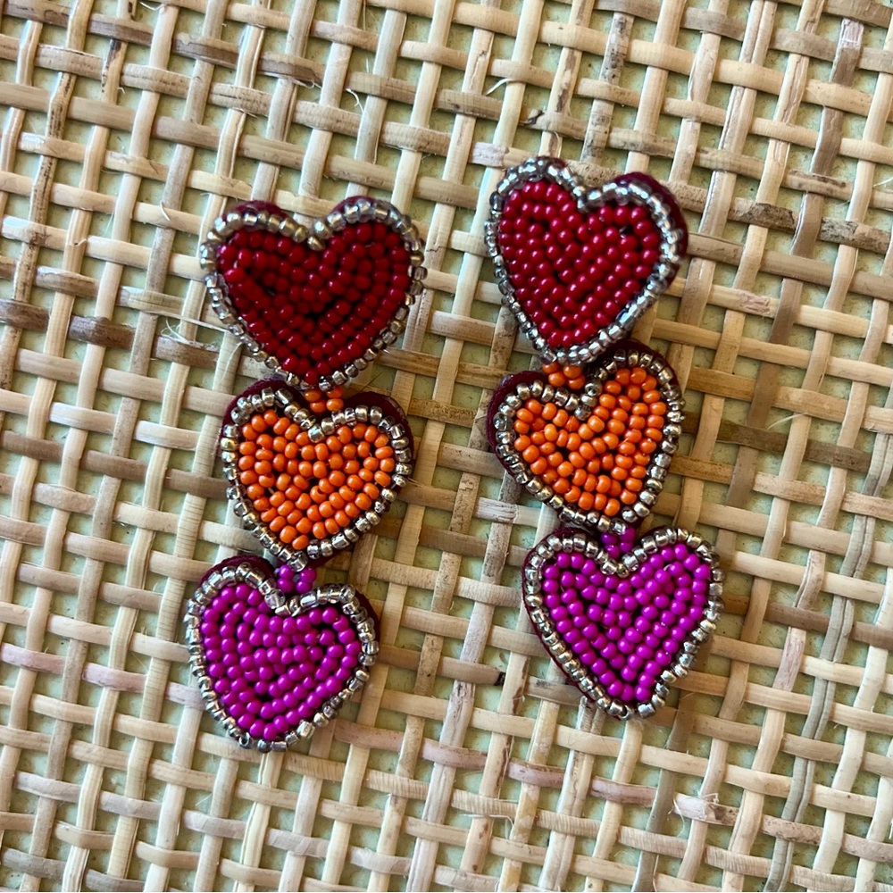 Beaded Heart Earrings